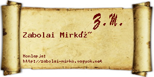 Zabolai Mirkó névjegykártya
